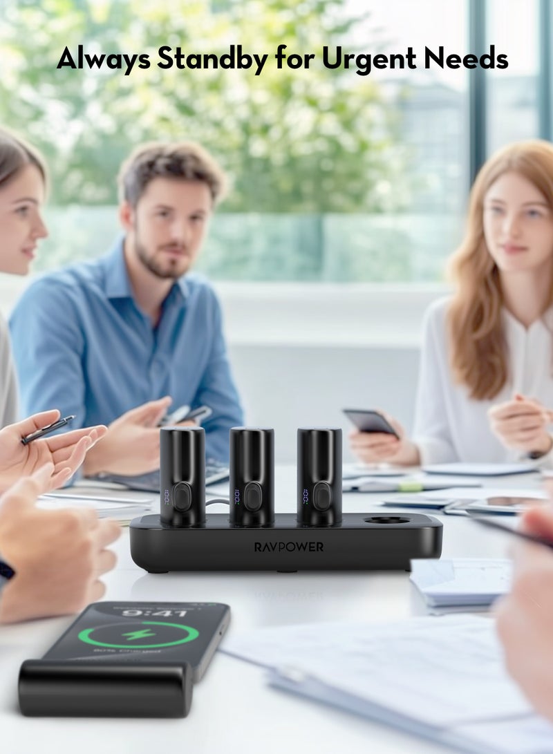 RAVPOWER - 5000 mAh RAVPOWER 4-Battery Dock 5,000 mAh 20W (2x Lightning & 2x Type-C) Black - Image 1