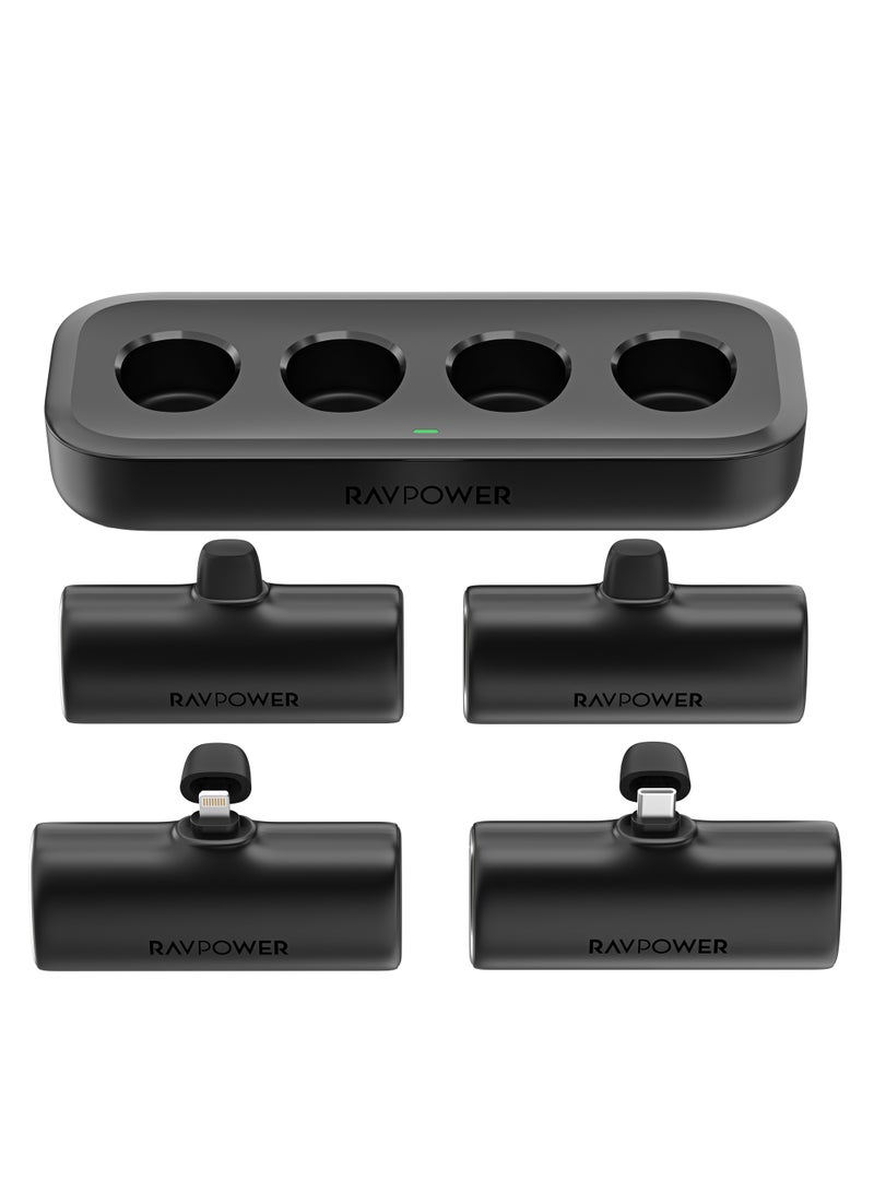 RAVPOWER 5000 mAh RAVPOWER 4-Battery Dock 5,000 mAh 20W (2x Lightning & 2x Type-C) Black  - Image 2