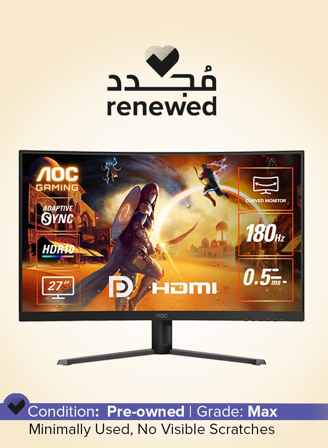 AOC Renewed - 27-Inch Curved Gaming Monitor Black & Red  - Image 1