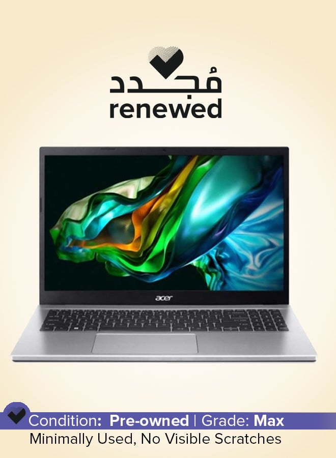 Acer Renewed - Aspire 3  Laptop With 15.6-Inch Full HD Display, Ryzen 7-5700U Processor/Octa Core/5th Gen/8GB RAM/512GB SSD/Intel UHD 600 Graphics/DOS(Without Windows) English/Arabic Silver  - Image 1