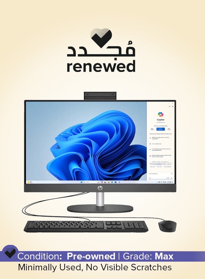 HP Renewed - ProOne 240 AIO With 23.8-Inch UHD Display, Core i5-1335U Processor/10-Core/13th Gen/8GB RAM/512GB SSD/Intel Iris XE Graphics/DOS(Without Windows) English/Arabic Black  - Image 1