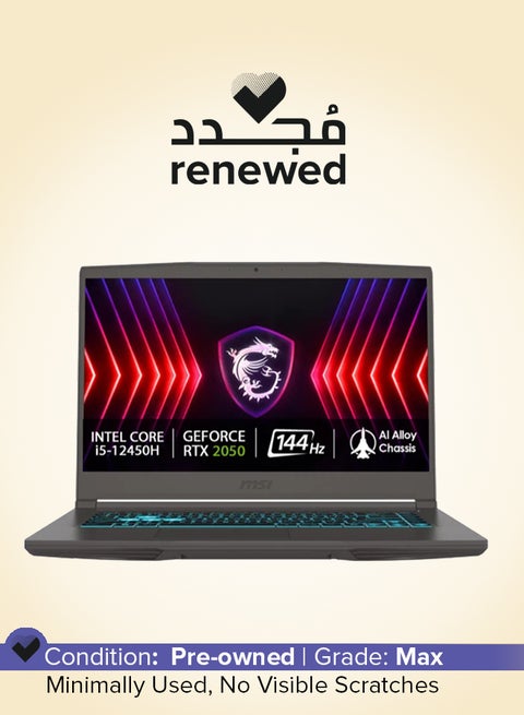 Renewed - Thin 15  Laptop With 15.6-Inch UHD Display, Core i5-13420H Processor/Quad Core/13th Gen/16GB RAM/512GB SSD/NVIDIA GeForce RTX 2050 Graphics/Windows 11 Home English/Arabic Cosmos Grey