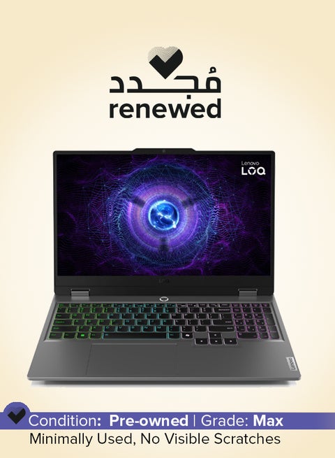Renewed - LOQ  Laptop With 15.6-Inch UHD Display, Core i7-14700HX Processor/20-Core/14th Gen/32GB RAM/1TB SSD/NVIDIA GeForce RTX 4060 Graphics/DOS(Without Windows) English/Arabic Luna Grey