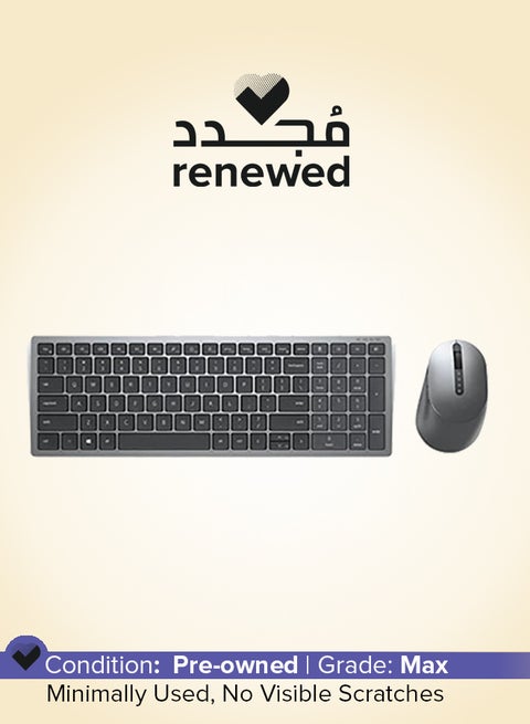 Renewed - Multi-Device Bluetooth and Wireless Keyboard And Mouse Titan Gray