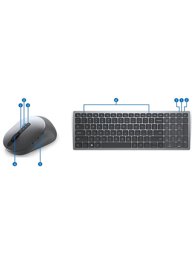 DELL - Renewed - Multi-Device Bluetooth and Wireless Keyboard And Mouse Titan Gray - Image 1