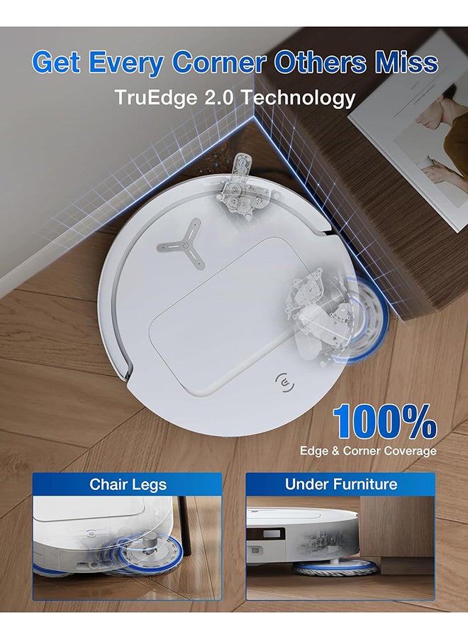 ecovacs Deebot T50 Pro Omni Robot Vacuum And Mop 3.19” Ultra-Slim 15000Pa Suction Zerotangle 2.0 Truedge Edge Cleaning Aivi 3D Obstacle Avoidance Auto Mop Wash & Dry Self-Emptying 55 ml 250 W DDX67 White - Image 3