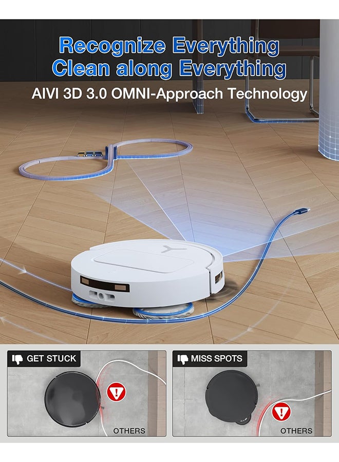 ecovacs Deebot T50 Pro Omni Robot Vacuum And Mop 3.19” Ultra-Slim 15000Pa Suction Zerotangle 2.0 Truedge Edge Cleaning Aivi 3D Obstacle Avoidance Auto Mop Wash & Dry Self-Emptying 55 ml 250 W DDX67 White - Image 4
