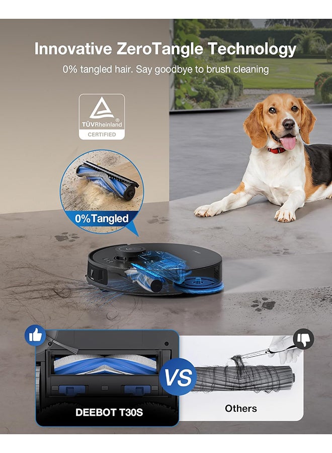 ecovacs Deebot T30S Pro Robot Vacuum And Mop 11000Pa Truedge Adaptive Edge Mopping Zerotangle Technology Ai Instant Re-Mop Hot Water Mop Washing Self-Emptying & Refilling Ai Obstacle Avoidance 300 ml 1650 W DSX39 Black - Image 4