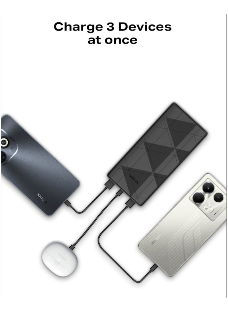 Infinix 20000 mAh Infinix XPower 20 - XP20 - 15W Power Bank 20000mAh with Type C Fast Charging And 2 USB - 3 Output - Black  - Image 2