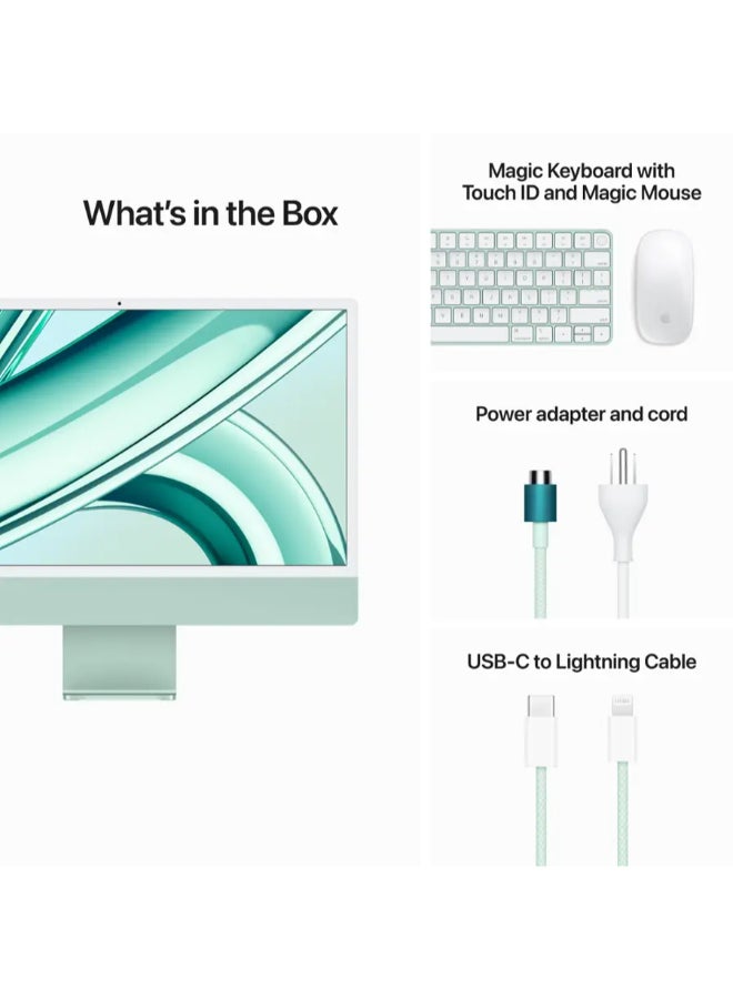 Apple - iMac AIO With 24-Inch Retina Display,M3 chip 8 Core CPU And 10 Core GPU Processor/8GB RAM/512GB SSD/Includes Apple Magic English Keyboard and Mouse English green - Image 1