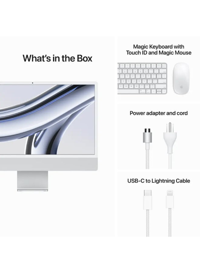 Apple - iMac AIO With 24-Inch Retina Display,M3 chip 8 Core CPU And 10 Core GPU Processor/8GB RAM/512GB SSD/Includes Apple Magic English Keyboard and Mouse English silver - Image 1
