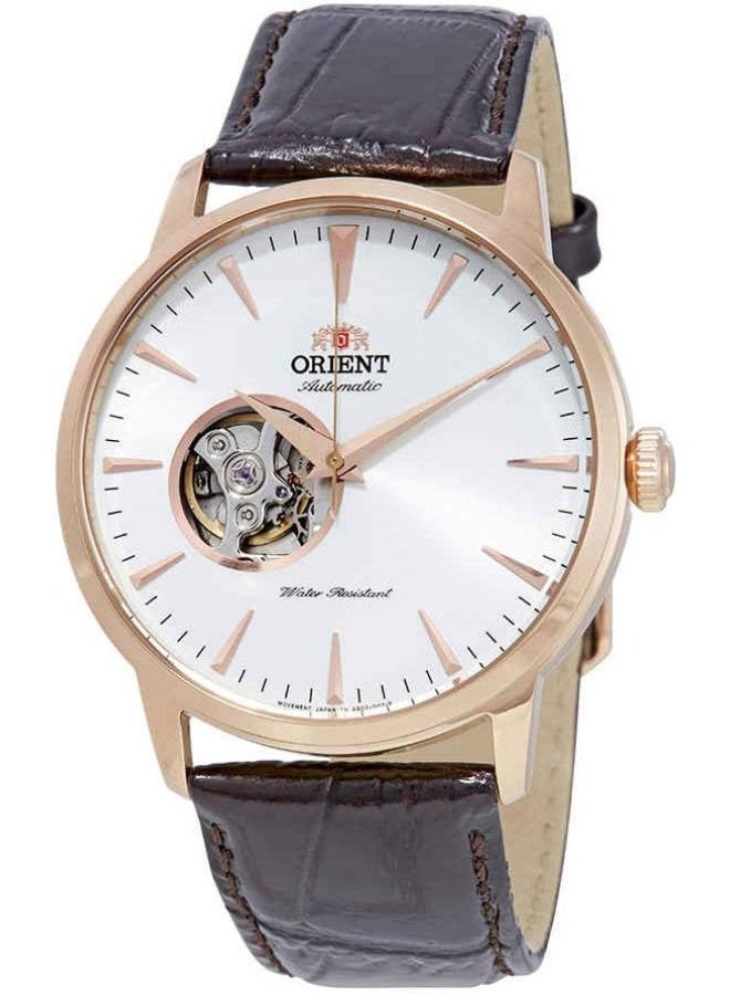 أورينت ساعة أورينت أوپن هارت أوتوماتيكية بقرص أبيض للرجال FAG02002W0