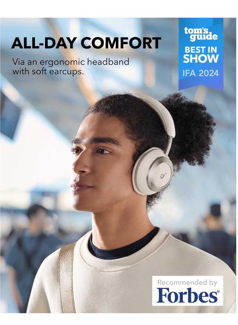 ساوند كور Space One Pro من أنكر، سماعات رأس نشطة لإلغاء الضوضاء، تصميم قابل للطي بشكل ممتاز، 60 ساعة من الصوت الخالي من الفقد، شحن فائق السرعة، صوت لاسلكي عالي الدقة مع LDAC، ملاءمة مريحة - أبيض - Image 3