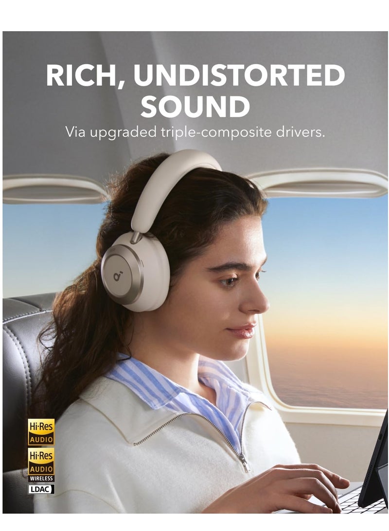 ساوند كور Space One Pro من أنكر، سماعات رأس نشطة لإلغاء الضوضاء، تصميم قابل للطي بشكل ممتاز، 60 ساعة من الصوت الخالي من الفقد، شحن فائق السرعة، صوت لاسلكي عالي الدقة مع LDAC، ملاءمة مريحة - أبيض - Image 5