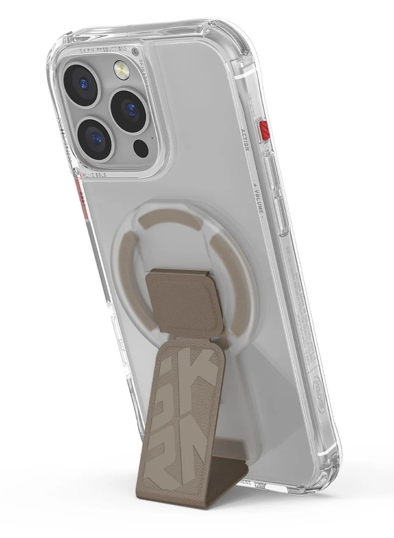 Skinarma PHAZE ARCH XE Magnetic Grip-Stand – Foldable Magnetic Phone Holder and Secure Grip | Dual-Sided Snap-On for Car Mounts | Hands-Free Portrait and Landscape Stand | Repositionable and Slim Fit – Champagne Champagne  - Image 2