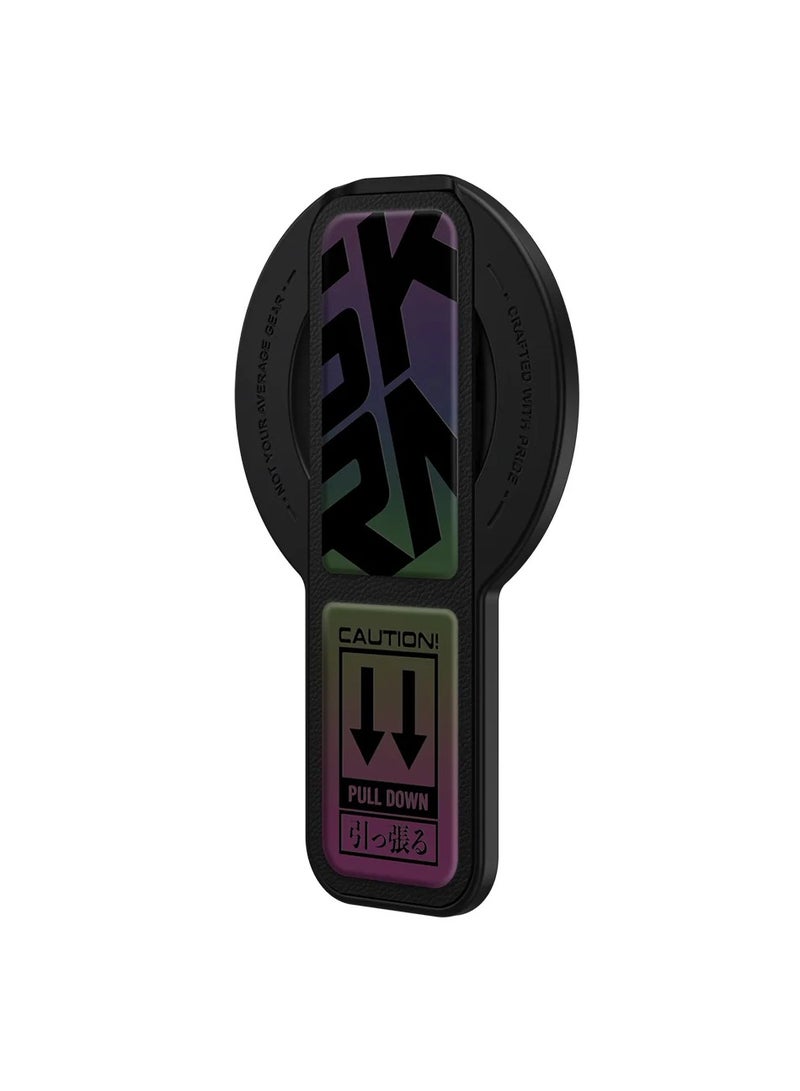 Skinarma Kirakobai ARCH XE Magnetic Grip-Stand – Foldable Magnetic Phone Holder and Secure Grip | Dual-Sided Snap-On for Car Mounts | Hands-Free Portrait and Landscape Stand | Repositionable and Slim Fit – Holographic Holographic  - Image 1
