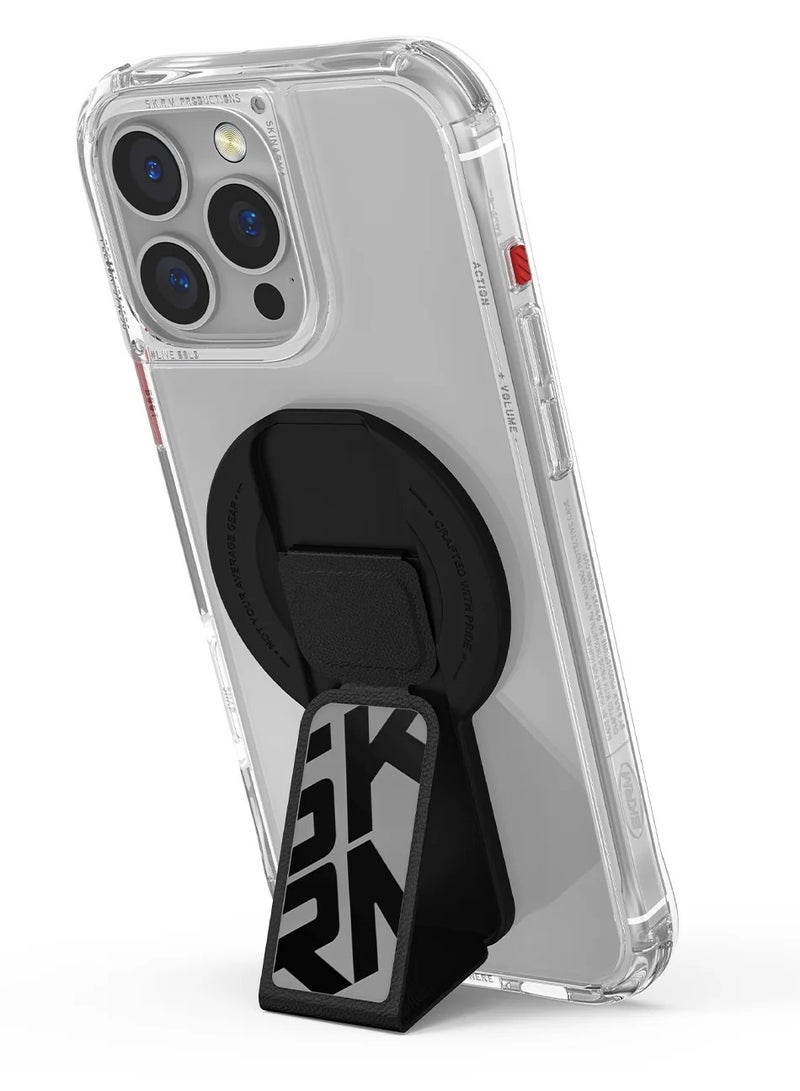 Skinarma Kirakobai ARCH XE Magnetic Grip-Stand – Foldable Magnetic Phone Holder and Secure Grip | Dual-Sided Snap-On for Car Mounts | Hands-Free Portrait and Landscape Stand | Repositionable and Slim Fit Chorme  - Image 2
