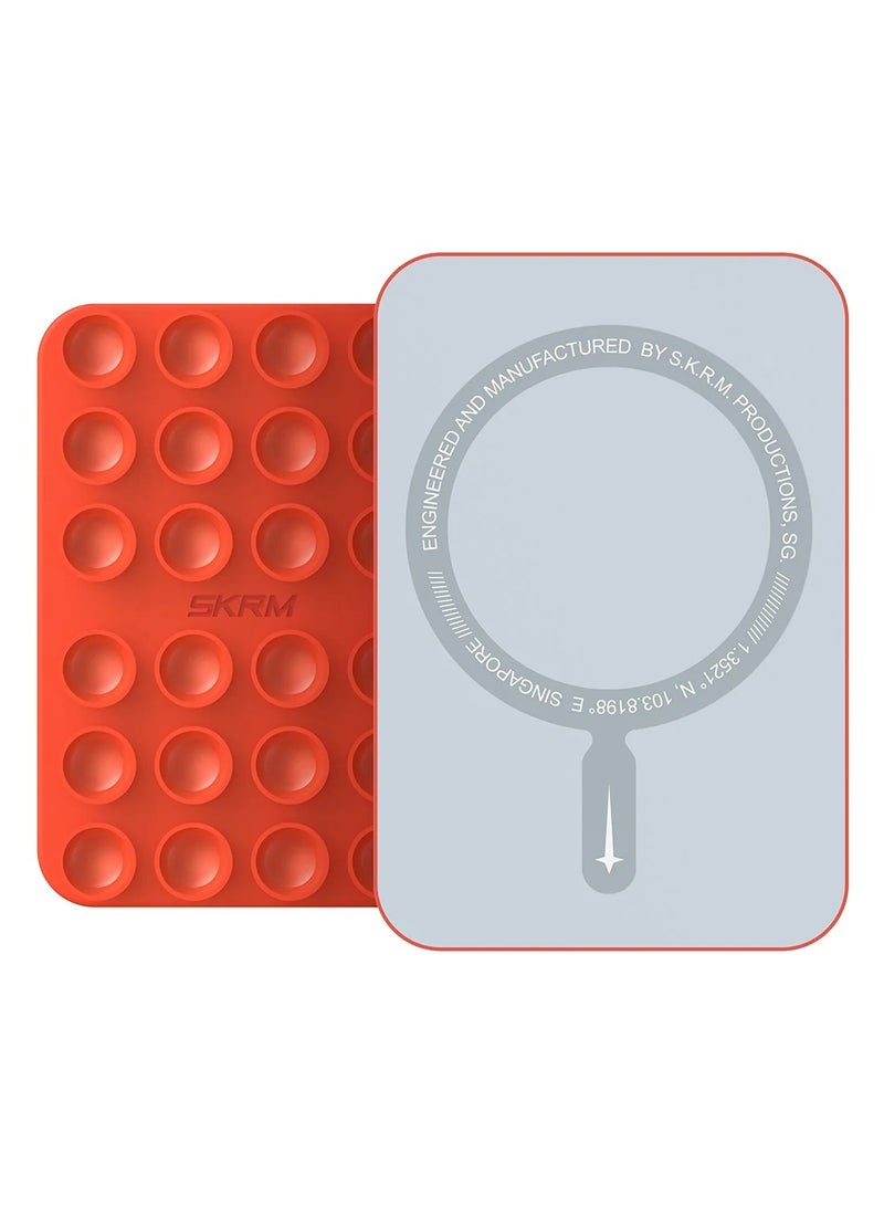 Skinarma STAX Magnetic Suction Mount – MagSafe-Compatible Phone Mount with Ultra-Strong Magnets and Suction Cup Grip | Reusable Mount for Smooth Flat Surfaces Orange Red  - Image 2