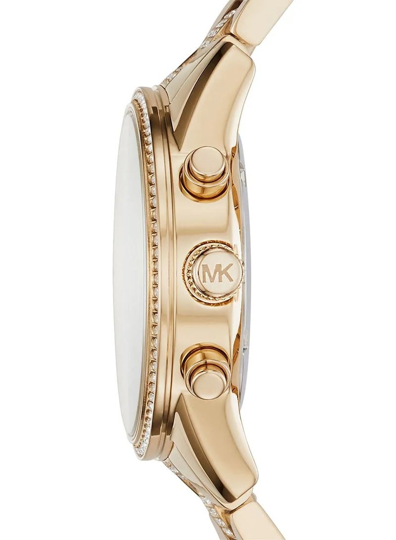 مايكل كورس Women's Michael Kors Ritz Pave Chronograph Crystal Gold Dial Ladies Watch - MK6484  - Image 5