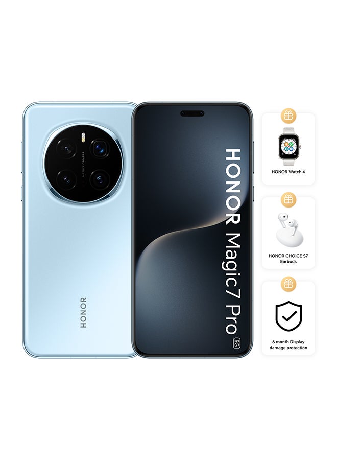 هونور Magic 7 Pro Dual SIM 5G Breeze Blue 12GB RAM 512GB With Honor Watch 4 + Honor Choice S7 Earbuds + 6 Month Display Damage Protection - Middle East Version  - Image 1
