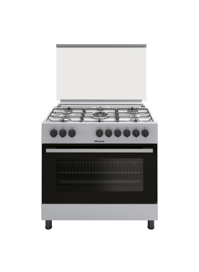 Hisense 90 cm Freestanding Gas Cooker With Dual Fan, 110 Liters AirFry function, Pizza function, Mate enameled Pan Support, Double fan in oven, One Hand Ignition, Stainless Steel, 1 Year Warranty HGI9B20S Grey - Image 1