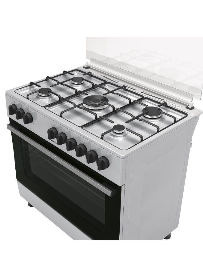 Hisense 90 cm Freestanding Gas Cooker With Dual Fan, 110 Liters AirFry function, Pizza function, Mate enameled Pan Support, Double fan in oven, One Hand Ignition, Stainless Steel, 1 Year Warranty HGI9B20S Grey - Image 4