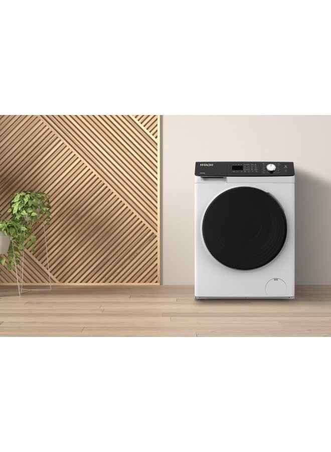 HITACHI - Hitachi 8KG Front Load Washing Machine, 1200 RPM, 16 Programs, Fully Automatic Washer, Intelligent Sensor System, LED Multifunctional Display 8 kg BD-802HVOW white - Image 1