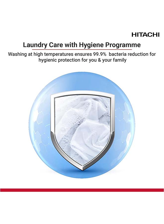 هيتاشي غسالة هيتاشي 8 كجم تحميل أمامي، 1200 دورة في الدقيقة، ضمان 10 سنوات على محرك العاكس، 16 برنامج، غسالة أوتوماتيكية بالكامل، نظام استشعار ذكي، شاشة LED متعددة الوظائف، بيضاء، BD-802HVOW - Image 4