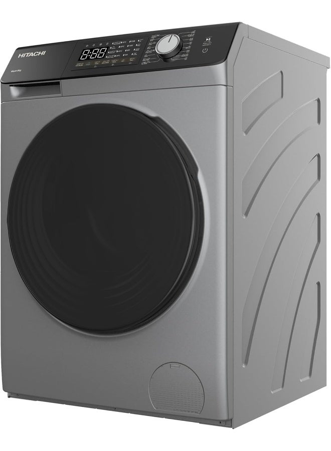HITACHI - Hitachi 8KG Front Load Washing Machine, 1200 RPM, 10-Year Warranty on Inverter Motor, 16 Programs, Fully Automatic Washer, Intelligent Sensor System, LED Multifunctional Display 8 kg BD-802HVOS Grey - Image 1