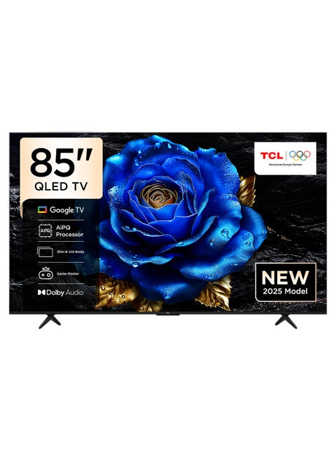 Television 85 Inch Smart TV 4K QLED Colorful Quantum Crystal HDR 10+ Gaming Google TV, ONKYO 2.1 Hi-Fi, Dolby Atmos, DTS Virtual X, Voice Control, Game Master, (2025 Model) 85T6C black