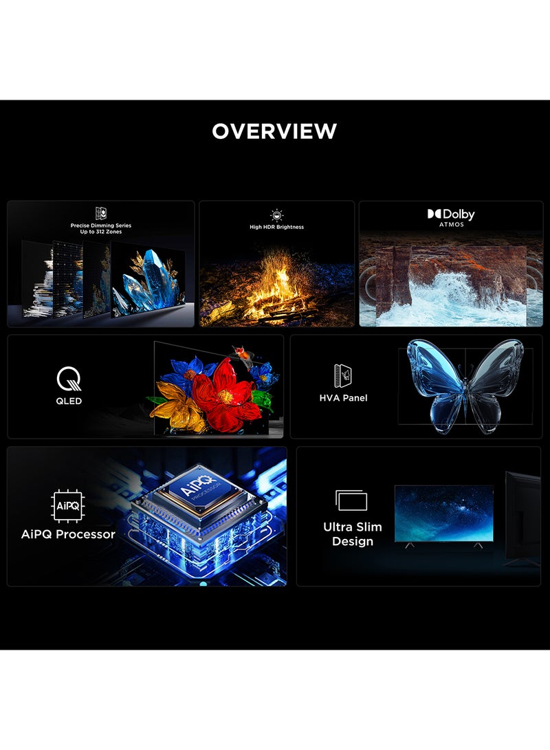 TCL Television 55 Inch Smart TV 4K QD-Mini LED Colorful Quantum Crystal HDR 10+ Gaming Google TV, 144Hz Native Refresh Rate, ONKYO 2.1 Hi-Fi, Dolby Atmos, AI Mode, (2025 Model) 55Q6C black  - Image 2