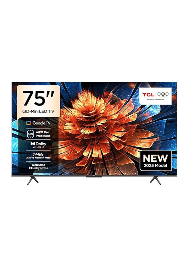 تي سي إل 75 Inch Smart TV 4K QD-Mini LED Colorful Quantum Crystal HDR 10+ Gaming Google TV, 144Hz Native Refresh Rate, ONKYO 2.1 Hi-Fi, Dolby Atmos, AI Mode,  (2025 Model) 75Q6C black - Image 1