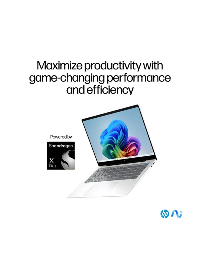 HP - OmniBook X - Copilot+ PC With 14-Inch 2.2K Touch-Screen Display, Snapdragon X Plus Processor/16GB RAM/512GB SSD/Qualcomm Adreno Graphics/Windows 11 Home English Glacier Silver - Image 1