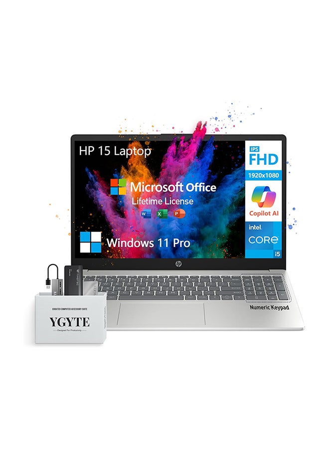 HP FD Series Laptop With 15.6-Inch Full HD Display, Intel Core i5-1235u Processor/32GB RAM/1500GB SSD/Intel Iris XE Graphics/Windows 11 Pro English Silver  - Image 1