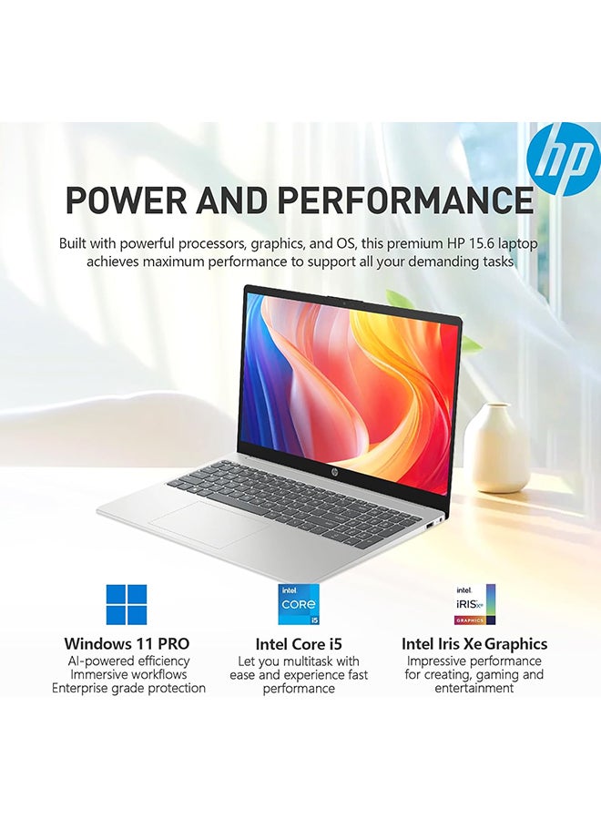 HP FD Series Laptop With 15.6-Inch Full HD Display, Intel Core i5-1235u Processor/32GB RAM/1500GB SSD/Intel Iris XE Graphics/Windows 11 Pro English Silver  - Image 2