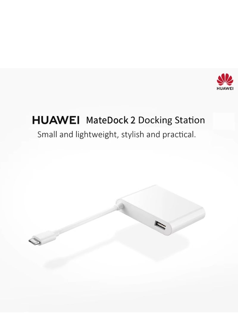 HUAWEI MateDock 2 Docking Station with HDMI/VGA/USB-C Adapter | AD11 - White  - Image 1