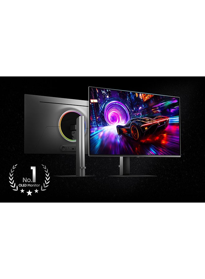 سامسونج 27 inch Odyssey QD-OLED G8 4K UHD 240Hz 0.03ms Gaming Monitor, Glare Free, OLED safeguard+, VESA DisplayHDR TrueBlack 400, AMD FreeSync Premium Pro, CoreSync & CoreLighting+, Ergo Stand (height, swivel, pivol) LS27FG810SMXUE Black/Silver  - Image 2