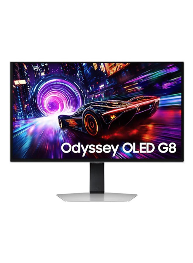 سامسونج 27 inch Odyssey QD-OLED G8 4K UHD 240Hz 0.03ms Gaming Monitor, Glare Free, OLED safeguard+, VESA DisplayHDR TrueBlack 400, AMD FreeSync Premium Pro, CoreSync & CoreLighting+, Ergo Stand (height, swivel, pivol) LS27FG810SMXUE Black/Silver  - Image 5