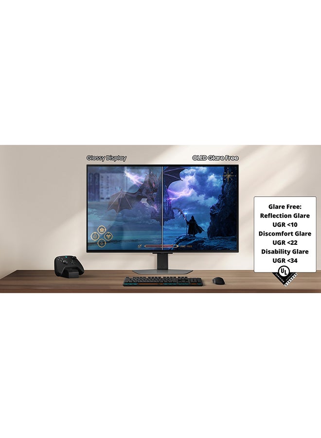 سامسونج 27 inch Odyssey QD-OLED G8 4K UHD 240Hz 0.03ms Gaming Monitor, Glare Free, OLED safeguard+, VESA DisplayHDR TrueBlack 400, AMD FreeSync Premium Pro, CoreSync & CoreLighting+, Ergo Stand (height, swivel, pivol) LS27FG810SMXUE Black/Silver  - Image 3