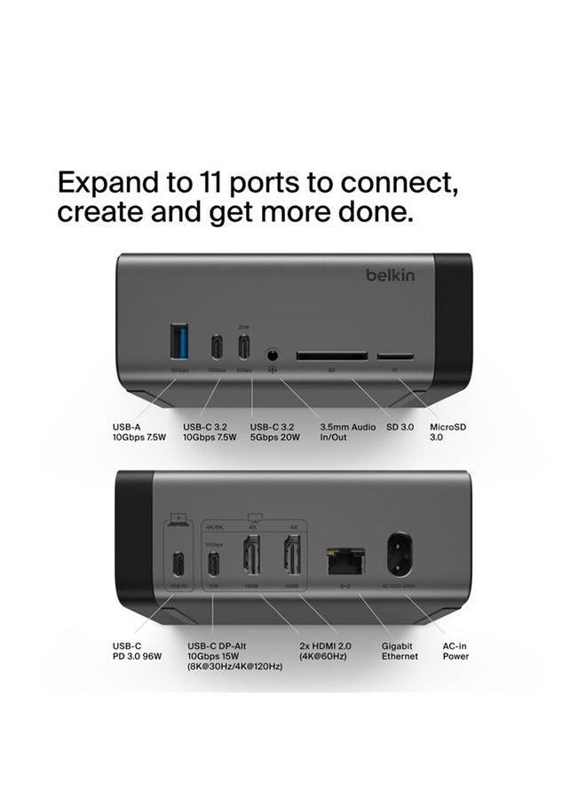belkin Connect USB-C 11-in-1 Pro GaN Dock 150W Black  - Image 2