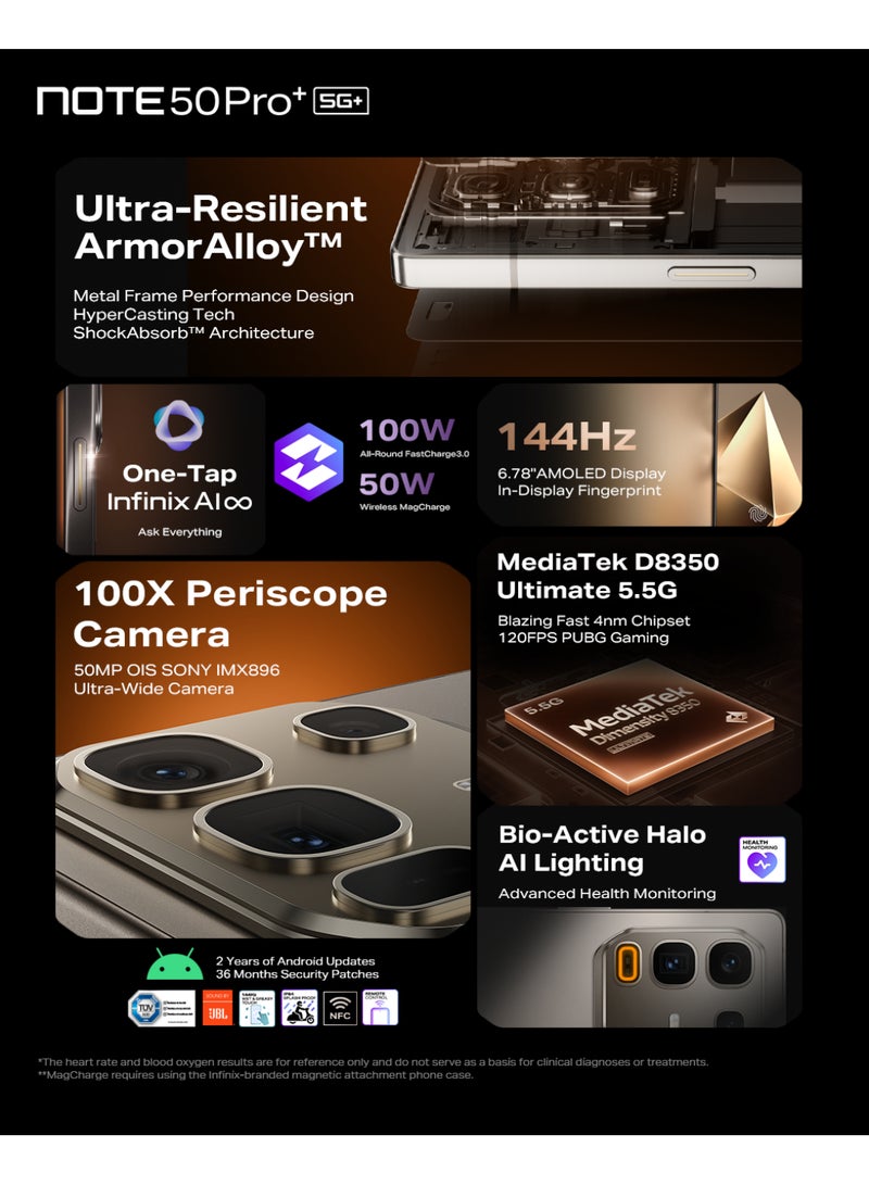 Note 50 pro + Dual SIM Titanium Grey 12GB RAM 256GB 5G - Middle East Version