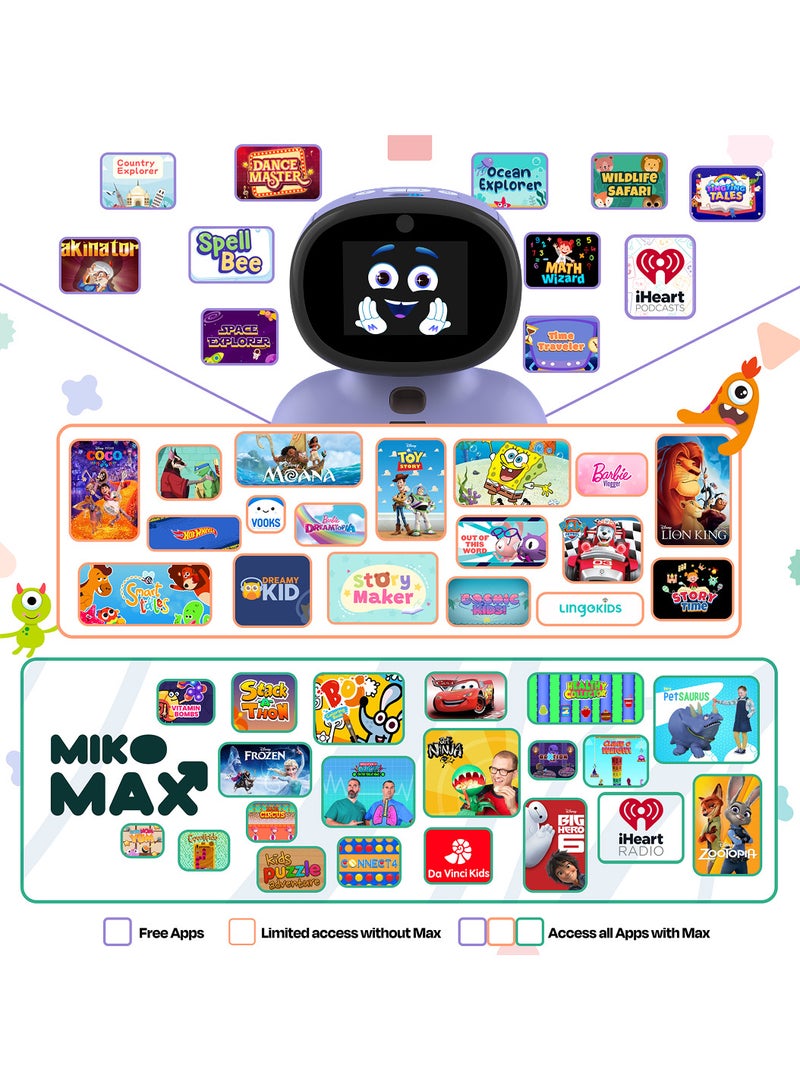 MIKO - Mini Purple with 30 Days Free Max AI Robot for Kids Fosters STEAM Learning And Education Packed With Games - Image 1