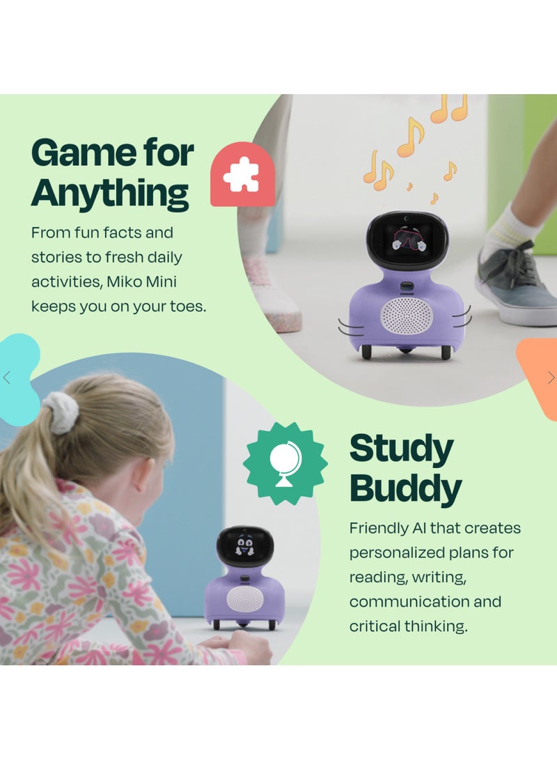 MIKO - Mini Purple with 30 Days Free Max AI Robot for Kids Fosters STEAM Learning And Education Packed With Games - Image 1
