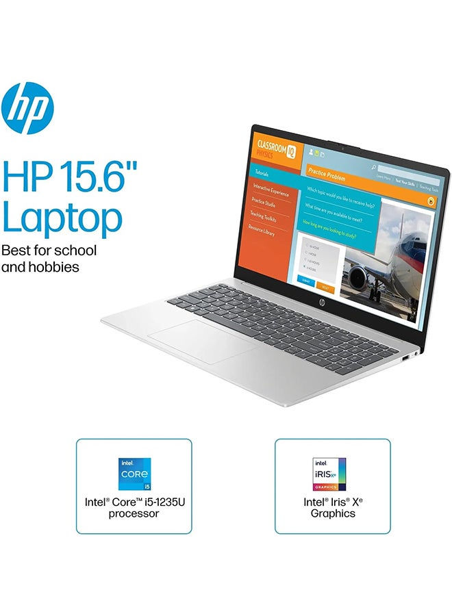 HP - Touch Laptop With 15.6-Inch HD Display, Intel Core i5-1235u Processor/16GB RAM/512GB SSD/Intel Iris XE Graphics/Windows 11 Pro  With Mouse English/Arabic Silver - Image 1
