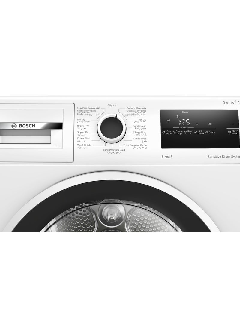 BOSCH 8 Kg Condenser Tumble Dryer, Series 4, AutoDry Technology, 1 Year Manufacturer Warranty, 2800 W, WTN86201GC White 8 kg 2800 W WTN86201GC White - Image 2
