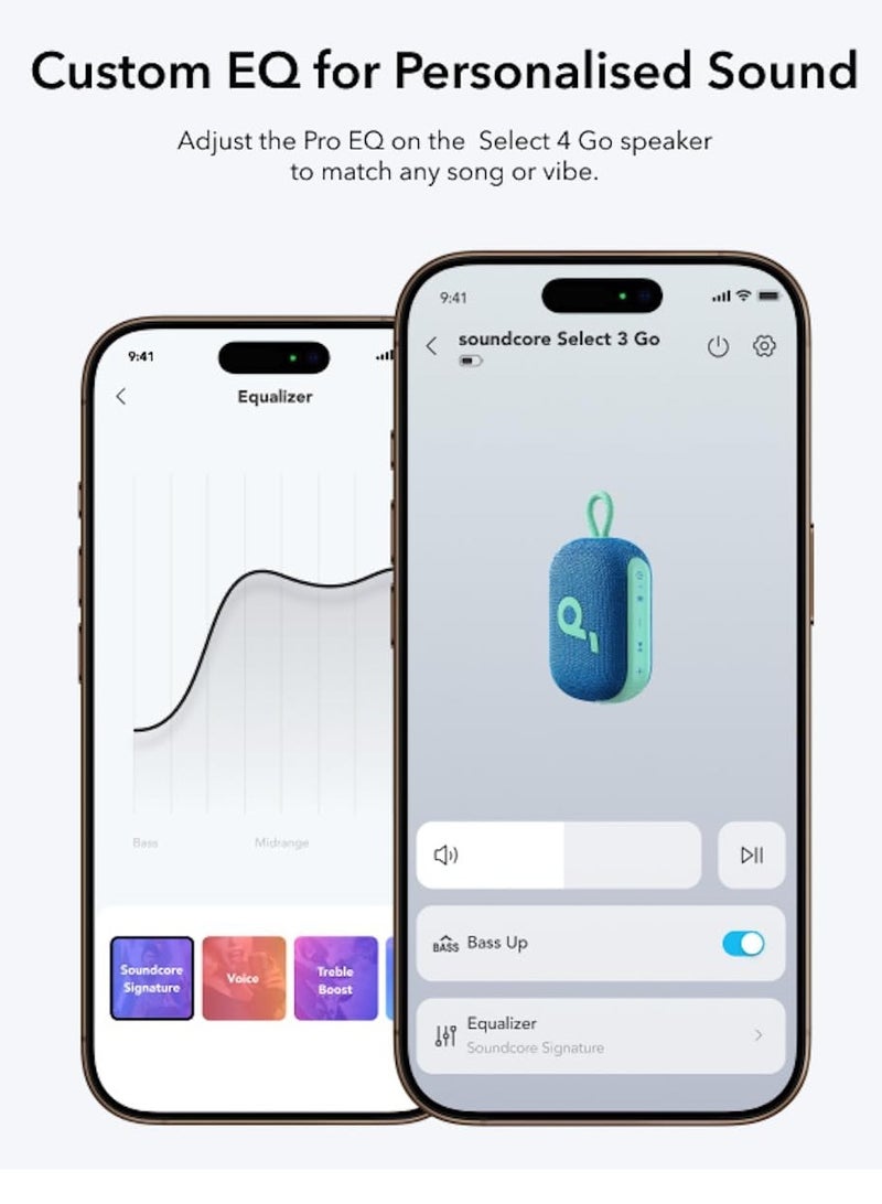 ساوند كور Select 4 Go Ultra Portable Bluetooth Speaker by Anker, 20H Playtime, IP67 Waterproof And Dustproof, Floatable, Customisable Pro EQ, Wireless Stereo Pairing, Ideal for Home, Outdoors, Hiking - Blue  - Image 5
