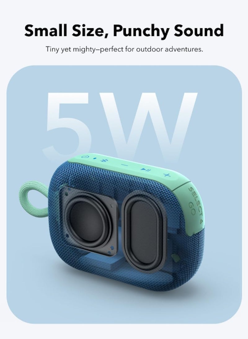 ساوند كور - Select 4 Go Ultra Portable Bluetooth Speaker by Anker, 20H Playtime, IP67 Waterproof And Dustproof, Floatable, Customisable Pro EQ, Wireless Stereo Pairing, Ideal for Home, Outdoors, Hiking - Blue - Image 1
