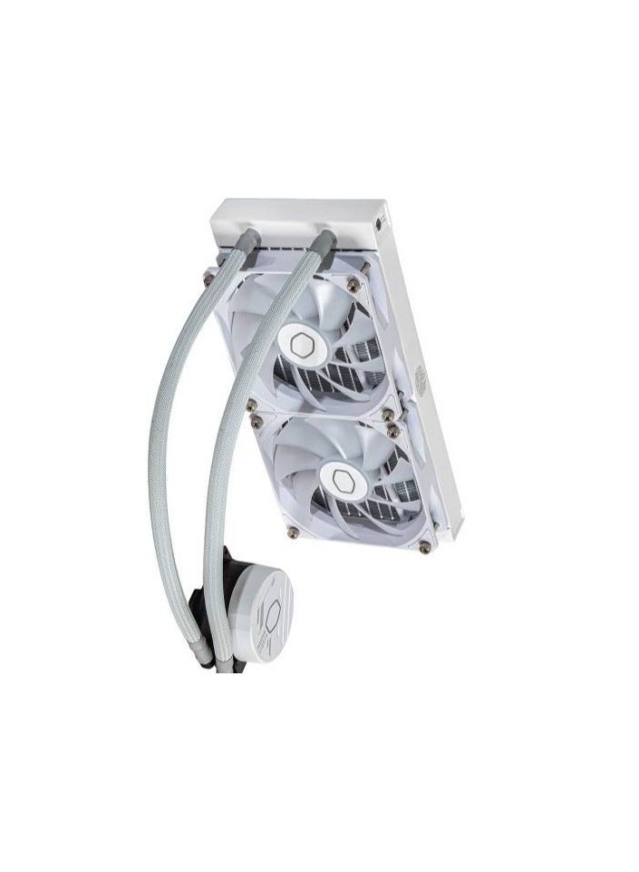 كولر ماستر MasterLiquid 240L Core aRGB CPU Liquid Cooler, 240mm Radiator Size, 2x Fans, 1750 RPM Fan Speed, 71.93 CFM Fan Airflow, New Gen S Dual Chamber Pump, White | MLW-D24M-A18PZ-RW  - Image 3