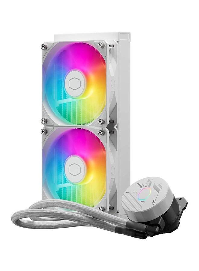COOLER MASTER MasterLiquid 240L Core aRGB CPU Liquid Cooler, 240mm Radiator Size, 2x Fans, 1750 RPM Fan Speed, 71.93 CFM Fan Airflow, New Gen S Dual Chamber Pump, White | MLW-D24M-A18PZ-RW - Image 2