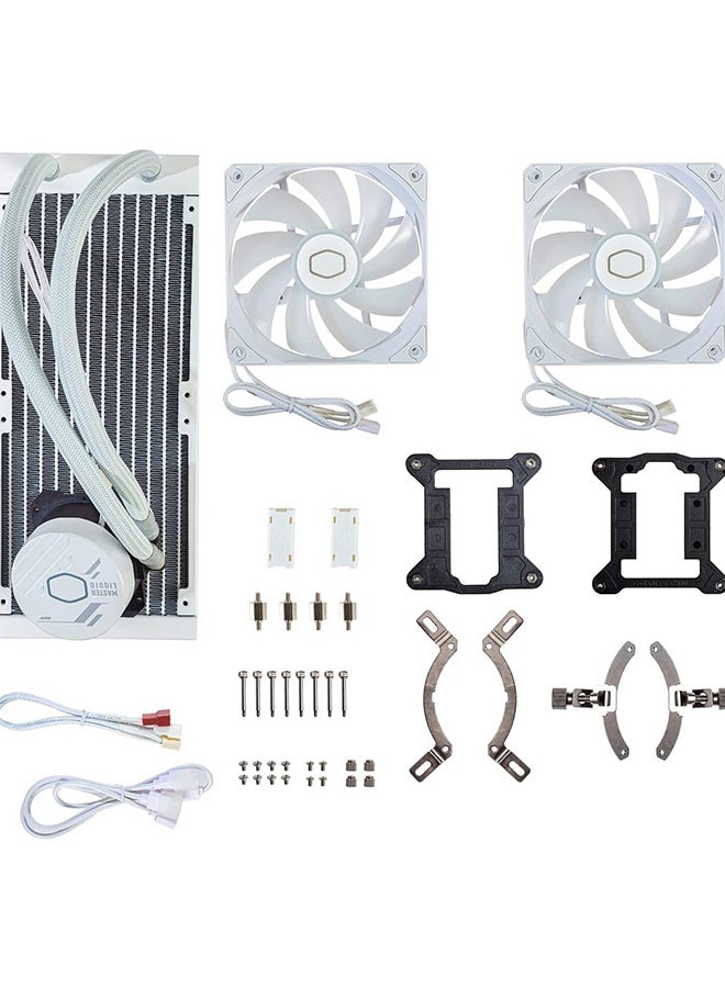 COOLER MASTER MasterLiquid 240L Core aRGB CPU Liquid Cooler, 240mm Radiator Size, 2x Fans, 1750 RPM Fan Speed, 71.93 CFM Fan Airflow, New Gen S Dual Chamber Pump, White | MLW-D24M-A18PZ-RW - Image 4
